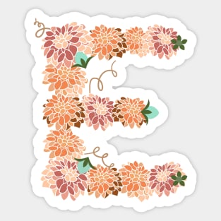 Letter E Floral Sticker